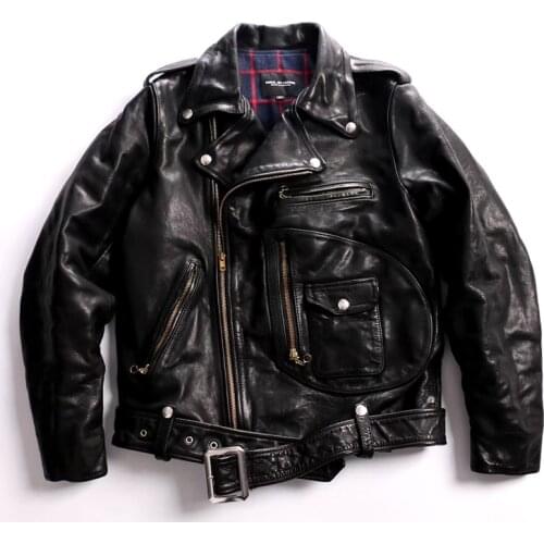J22 Read Description! Asian Size Super Top Quality Genuine Horse Leather Slim Classic Horsehide Stylish Rider Jacket