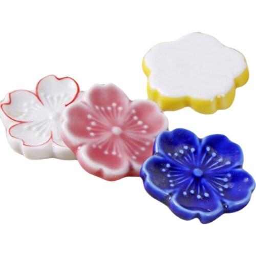 Ceramic Cherry Blossoms Chopsticks Holder Spoon Fork Chopstick Rest Stand Kitchen Accessories Tableware Handicraft Ornaments