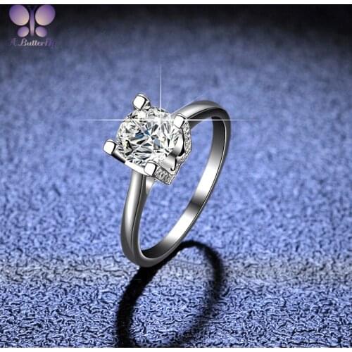 100% 925 Sterling Silver Moissanite Ring 1.0 Carat Round Cut D Color Very Shiny HW Letter Ring High Quality Jewelry