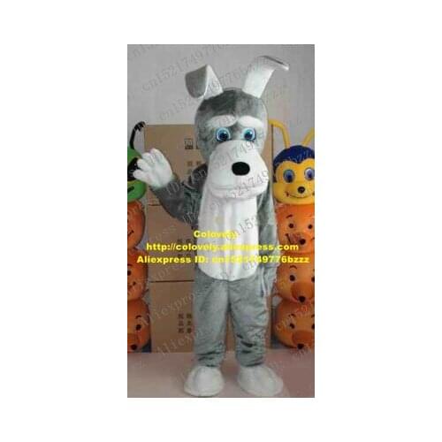 Grey Schnauzer Terrier Dog Mascot Costume Mascotte With White Belly Mouth Adult Cartoon Character Outfit Suit No.85 Free Ship