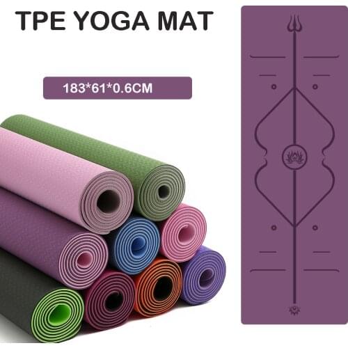 Mat for Fitness Eco Friendly TPE Exercise Mats Non-Slip 1/4 Inch Thick Yoga Mats with Carrying Strap Workout Mat for Pilates