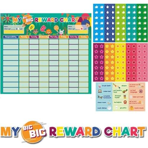 Magnetic Rewards Chart Weekly Planner Behavior Educational Toy Wall Hanging for Children