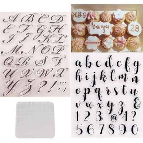 Number Alphabet Fondant Cake Stamp with Back Plate Reusable for Cookies Biscuit Decorating Tool Card Making 652A