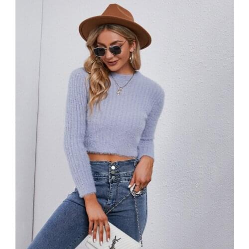 2021 Female Autumn New Street Fashion Girl Pullover Slim Warmth All-Match Bottoming Shirt Short Korean Long-Sleeved Sweater