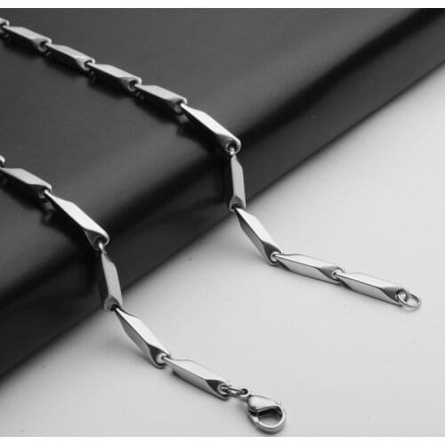 BUDROVKY 316 Stainless Steel Necklace Titanium Steel Chain 3mm Thick Diamond Handmade Square Chain Wholesale 50cm Jewelry