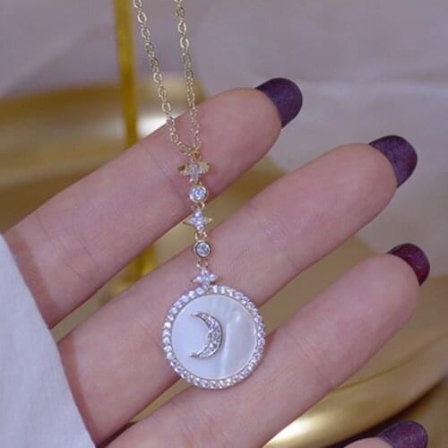 14k Real Gold Plated Jewelry Exquisite Micro-inlaid Zircon Necklaces for Woman Shell Clavicle Chain Luxury Necklace