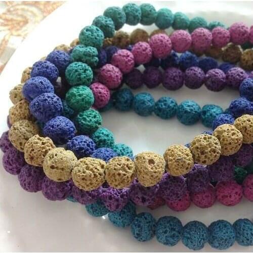 Plz choose color) 8mm 300pcs Natural Lava Stone Bead Loose Strand Jewelry Beads Accessories Findings