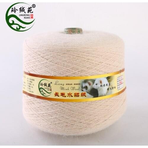 Manufacturers wholesale supply long wool mink wool woven yarn hand knitted medium roving mink wool yarn textile production woven