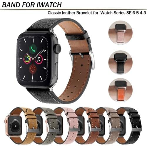 Leather Bracelet Strap for Apple Watch SE 6 5 40mm 44mm Wrist Band for IWatch Series 5 4 3 38mm 42mm Watchband Belt Accessories