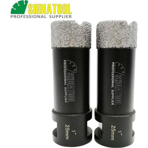 SHDIATOOL 2pcs 5/8-11Thread Dia 1"/25mm Vacuum Brazed Diamond Dry Drilling Bits Drill Core Bits Ceramic Granite Marble Hole Saw