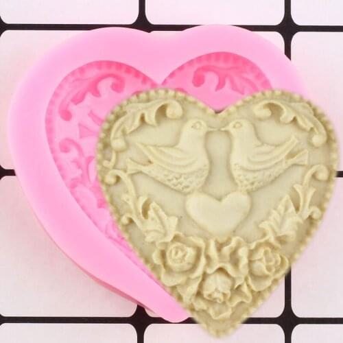 Heart Shape Bird Rose Flower Leaf Silicone Mold Cupcake Topper Fondant Molds DIY Wedding Cake Decorating Tools Chocolate Moulds