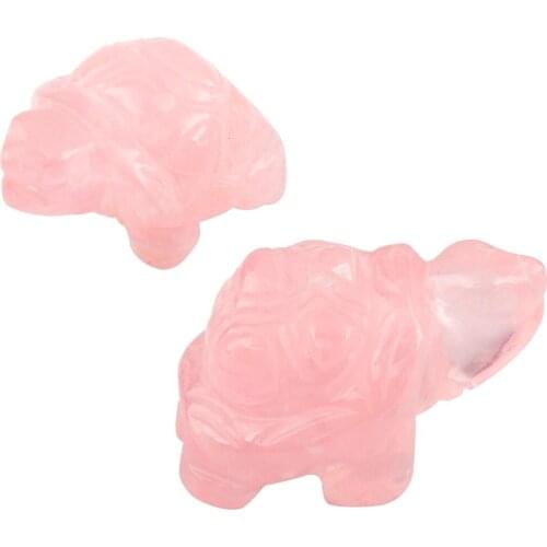 TUMBEELLUWA 1Pair Rose Quartz Turtle Tortoise Pocket Statue Figurines Bookend Amulet Fengshui