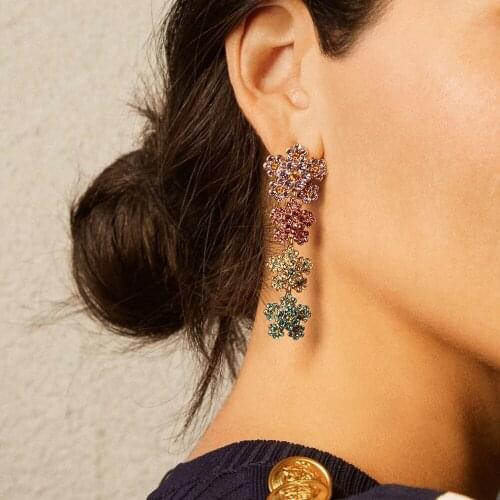 Street Shot Jewelry Long Pendant Multicolor Flower Earrings Joker Fashion Explosions Earrings