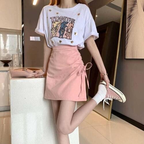 Women Skirt Summer Fashionable Casual A Line Skirt Korean Style Harajuku Pink High Waisted Skirt Little Girl Sexy Miniskirt