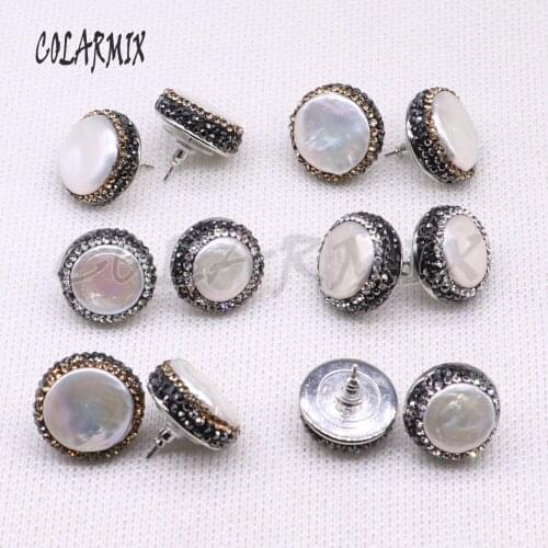 10 pairs Natural pearl 18mm stud earrings free-form pearl beads beads handcrafted jewelry women gem jewelry for women 3941