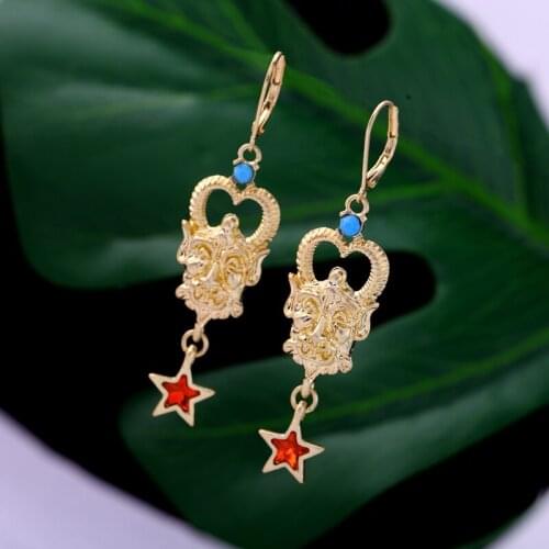 New Brand Gold Color Animal Pendants Red Crystal Star Drop Earrings Jewelry Earrings 2019 Female Accessories