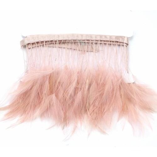1 Meter Leather pink Natural Rooster Pheasant Feathers Fringe Trims 10-12 CM Wedding Dresses Accessories Wholesale