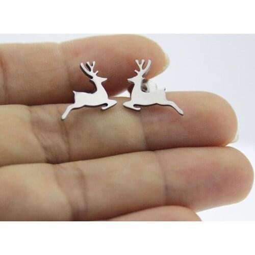 Everfast 1Pair Cute Running Little Deer Earring Fashion Elk Studs Earrings Accessories Jewelry For Kids Girls Women Xmas Gift