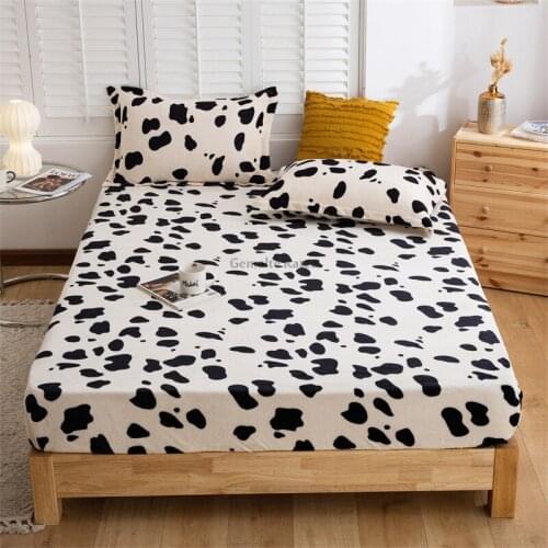 1PC New Winter warm crystal velvet elastic band fitted sheet mattress protector cover super soft cozy queen king size bed sheets