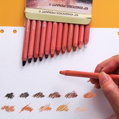 12Pcs Professional Skin Tints Pastel Pencil Set Basis Soft Pastel Colored Pencil for Artist Drawing School Office Supplies