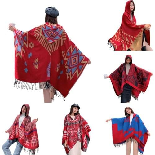 2021 Womens Blanket Coat Imitation Cashmere Wool Multipurpose Shawl Show cape winter Oversized 130*150cm Wear hat poncho Scarf