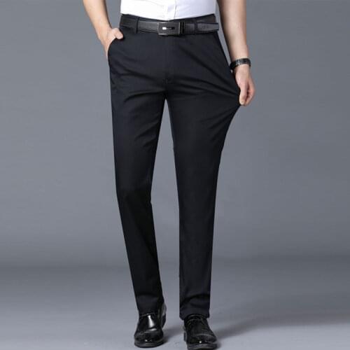 2020 New Mens Suit Pants Spring Autumn Fashion Business Casual Suit Pants Male Elastic Straight Formal Trousers Plus Size 28-38