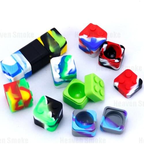 5pc 11ml Square Bho Silicone Slick oil/butane Wax Oil Concentrate Container Herb Stash/Balm Jars Non Stick Lego Cube Dab Wax Jar