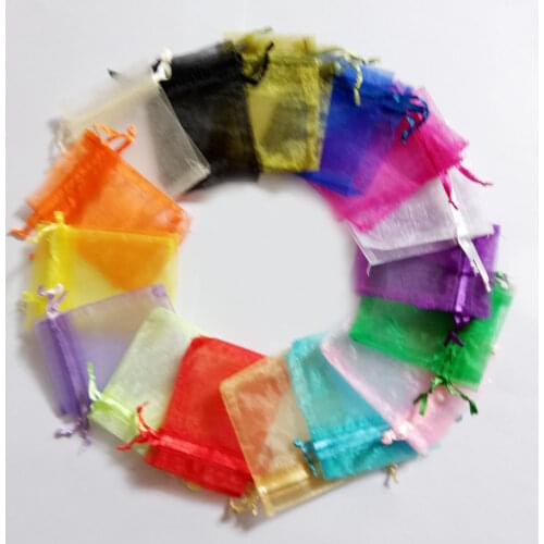 11x16cm Organza Bag 50pcs Jewelry Packaging Display Jewelry Pouch Gift Bags For Wedding Drawstring Bag Woman Travel Storage Bag