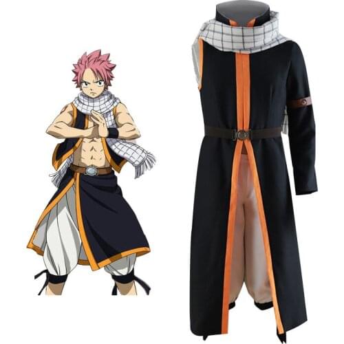 Anime FAIRY TAIL Cosplay Costume Etherious Natsu Dragneel Cosplay Costume Jumpsuit+scarf Full Clothing Set Carnival Party Outfit