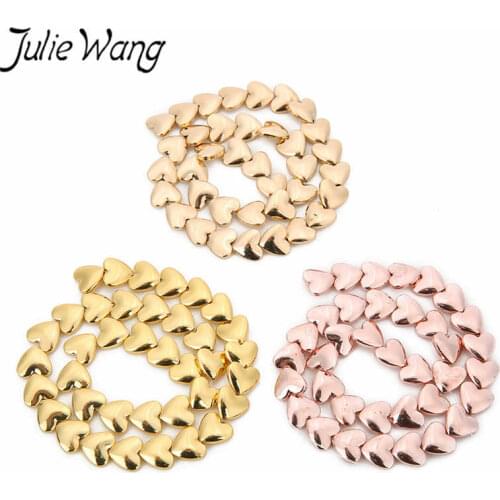 Julie Wang 38PCS Heart Shape Black Gallstone Beads Hematite Stone Bead Bracelet Necklace Jewelry Making DIY Accessory Findings