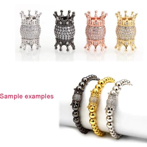Gold Crown Spacer Beads for Jewelry Making Supplies Vintage Zircon CZ Charm Beads Copper Accessories for Diy BraceletWholesale
