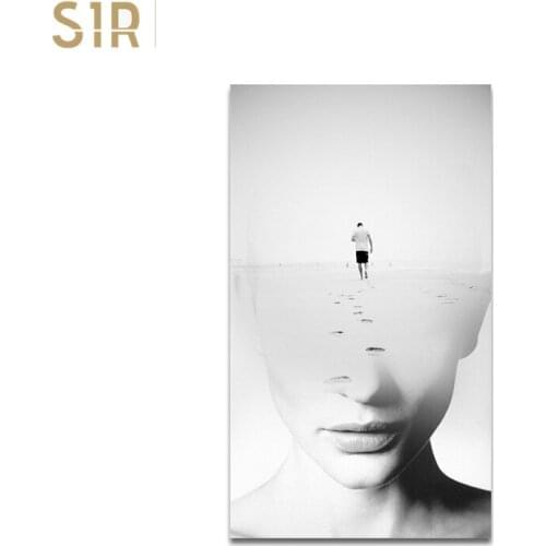 Nordic Style Black and White Creative Design Journey Architectural Decoration Wall Paintings Decorations for Home Canvas Art