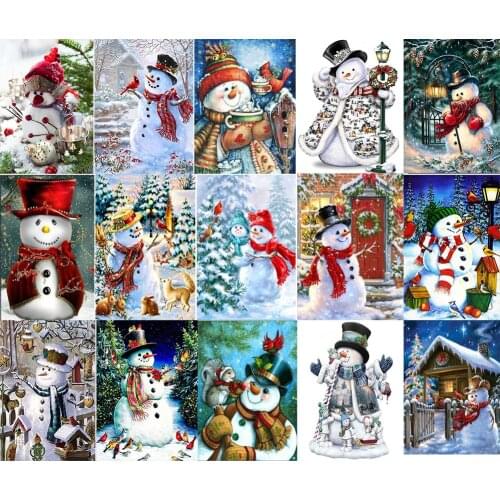 CraftArtGo 5D DIY Diamond Embroidery snowman Full Round Square Rhinestone Mosaic Painting Cross Stitch Flowers Diamond Art Kit