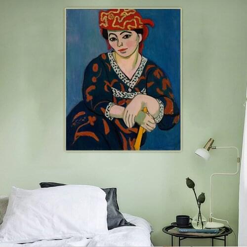 Citon Henri Matisse《Red Madras Headdress》Canvas Art Oil Painting Artwork Poster Picture Wall Decor Backdrop Home Decoration