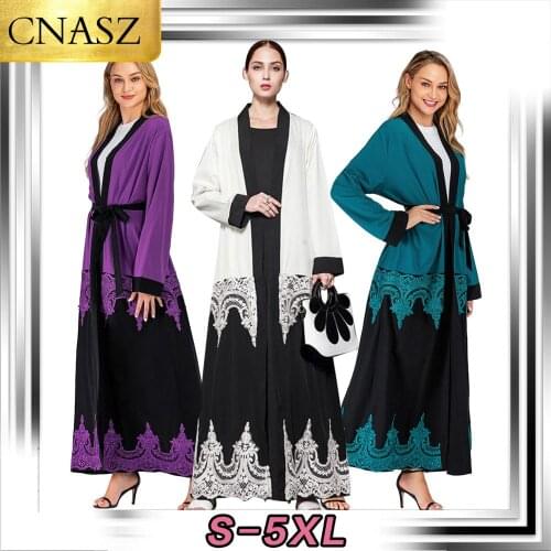 Hot Selling White Lace Modern Embroidery Women Open Abaya Long Kimono Cardigans Hijab Islamic Dress Abaya 2018