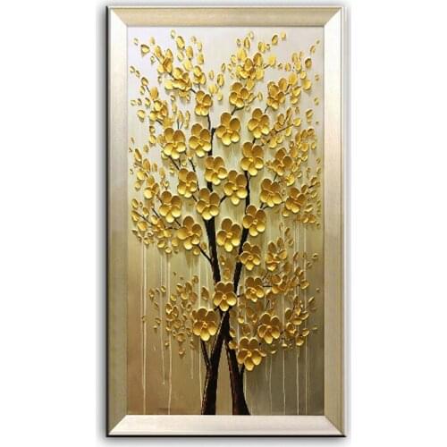 Oil Painting Decor Money tree Art handmade Modern Canvas on Palette knife Tree 3D Flowers Paintings Home living room 2018011102