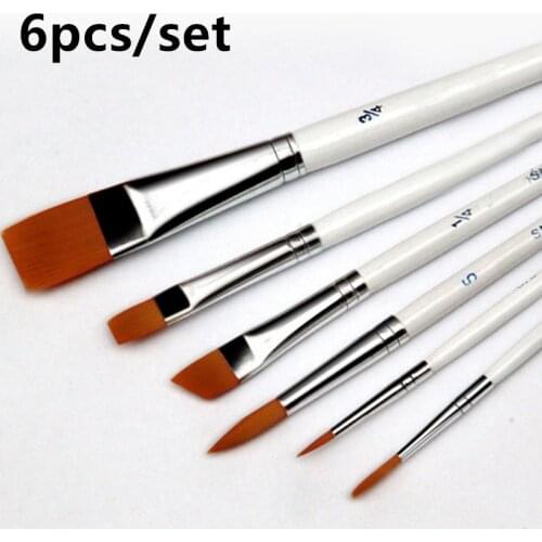 6pcs /set Painting Brush Oil Paint Nylon Hair Water Color Painting Brush Acrylics Brush Art Set Oil Painting Brushes