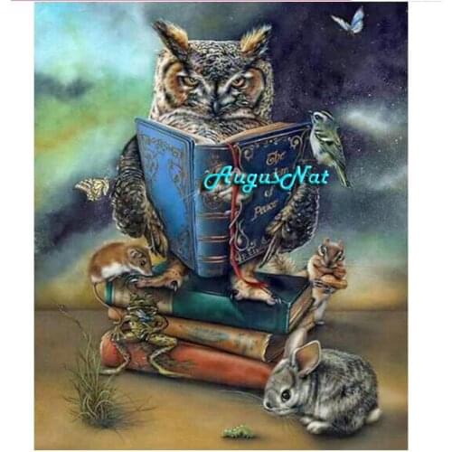 Owl diamond painting full square book needlework kits wall art animals diamond dots decor diy 5d diamond embroidery craft gift