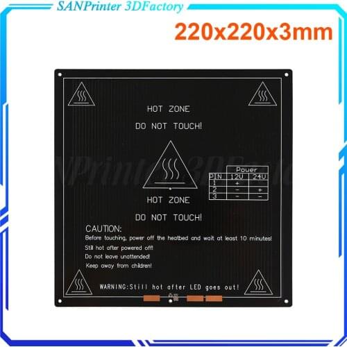 MK3 Mk2 Heated Bed 12V 24V Parts For Reprap Mendel HotBed 3D Printers Part 220*220mm Aluminium Plate 3mm Heatbed PCB Accessories