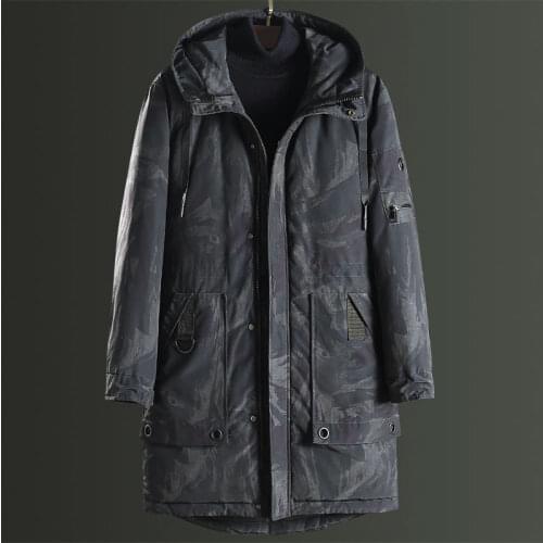 Fashion Winter Jacket Men Fur Collar Thick Warm Parka Men Hooded Outwear Camouflage Casual Coat Velvet Trench Casual Tops