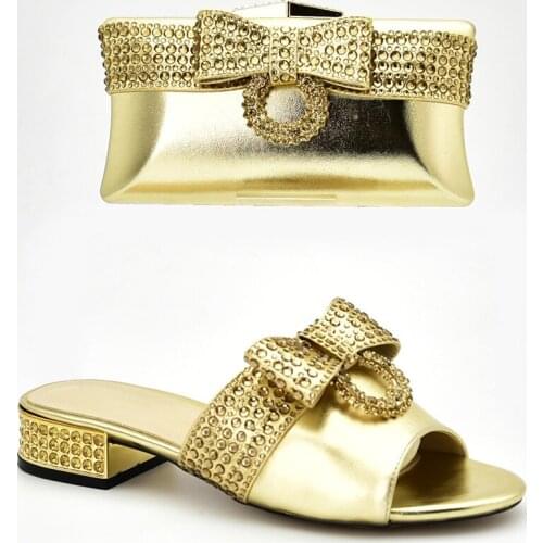 Fashion Women Shoes and Bag Set In Italy Matching Shoes and Bag Set Decorated with Rhinestone Nigerian Shoes and Matching Bags