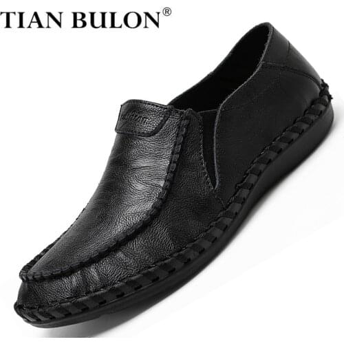 Genuine Leather Casual Shoes Men Luxury Brand Italian Handmade Loafers Men Moccasins Black Slip on Boat Shoes Men Zapatos Hombre
