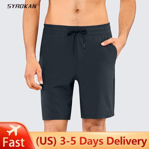SYROKAN Mens Quick-Dry Workout Running Athletic Sports Shorts with Pockets - 7 Inches