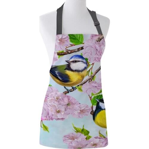 Animal Bird Flowers Leaves Branch Plant Apron Adult Kids Bibs Home Cooking Baking Restaurant Kichen Aprons for Woman Cleaning