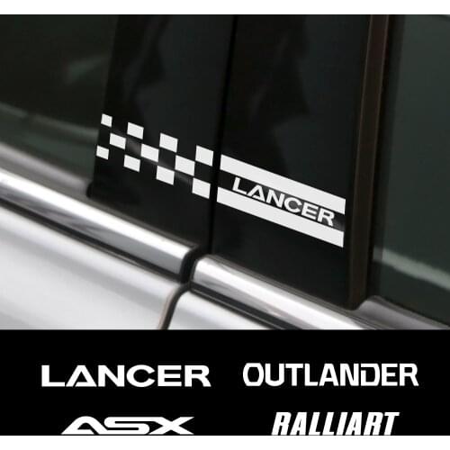 2PCS Car Window B Pillars Auto Column Decor Stickers Decals For Mitsubishi Lancer EX Outlander ASX L200 Ralliart DIY Accessories