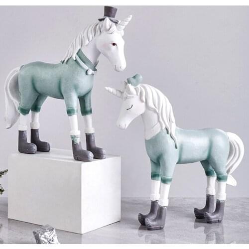 NEW NORDIC UNICORN RESIN DECORATION HOME ROOM TV CABINET FURNISHINGS CHILDRENS ROOM SIMPLE MODERN MURALS DECORATIONS FURNISHING