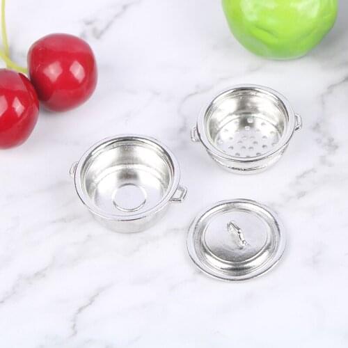 New Hot! 1:12 Dollhouse Miniature Metal Steamer Pot with Cover 3Pcs/Set Kitchen Scene Model Accessories