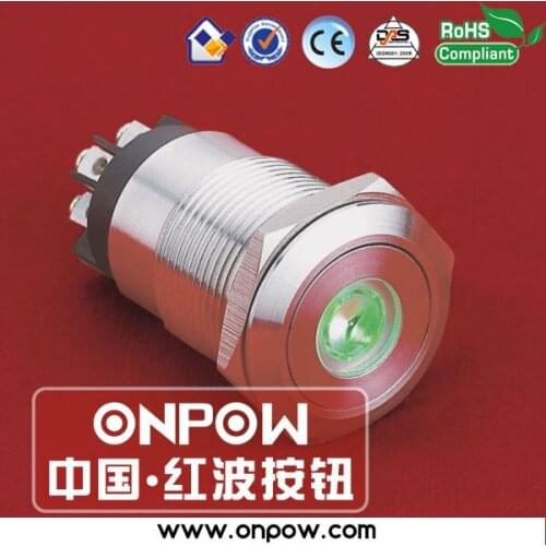 ONPOW 19mm stainless steel momentary dot illuminated pushbutton switch LAS1GQ-11D/L/G/12V/S