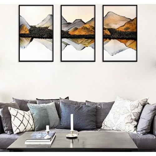Landscape Abstract Mountain Lake Poster Nordic Canvas Painting Home Decor Wall Print Art Living Room Picture Scenery No Framed