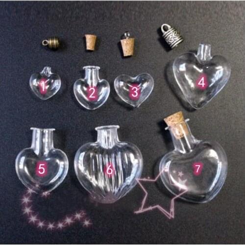 Heart Cork Stopper Mini Empty Glass Bottle Tiny Glass Jars With Cork/Cap Wish Glass Jars Wedding Holiday Small Containers